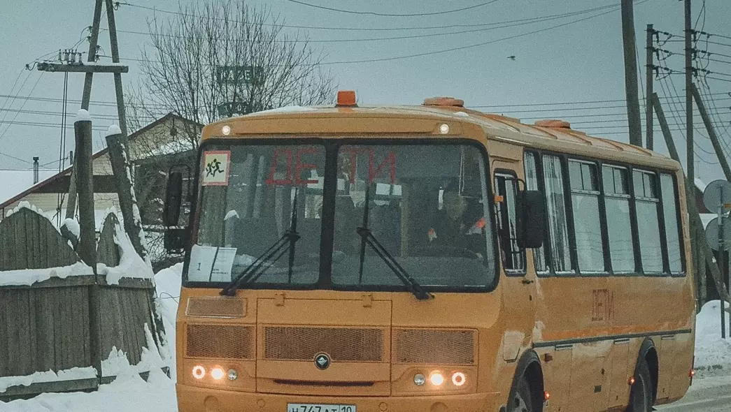 В Троицком районе школьный автобус с детьми застрял в снегу