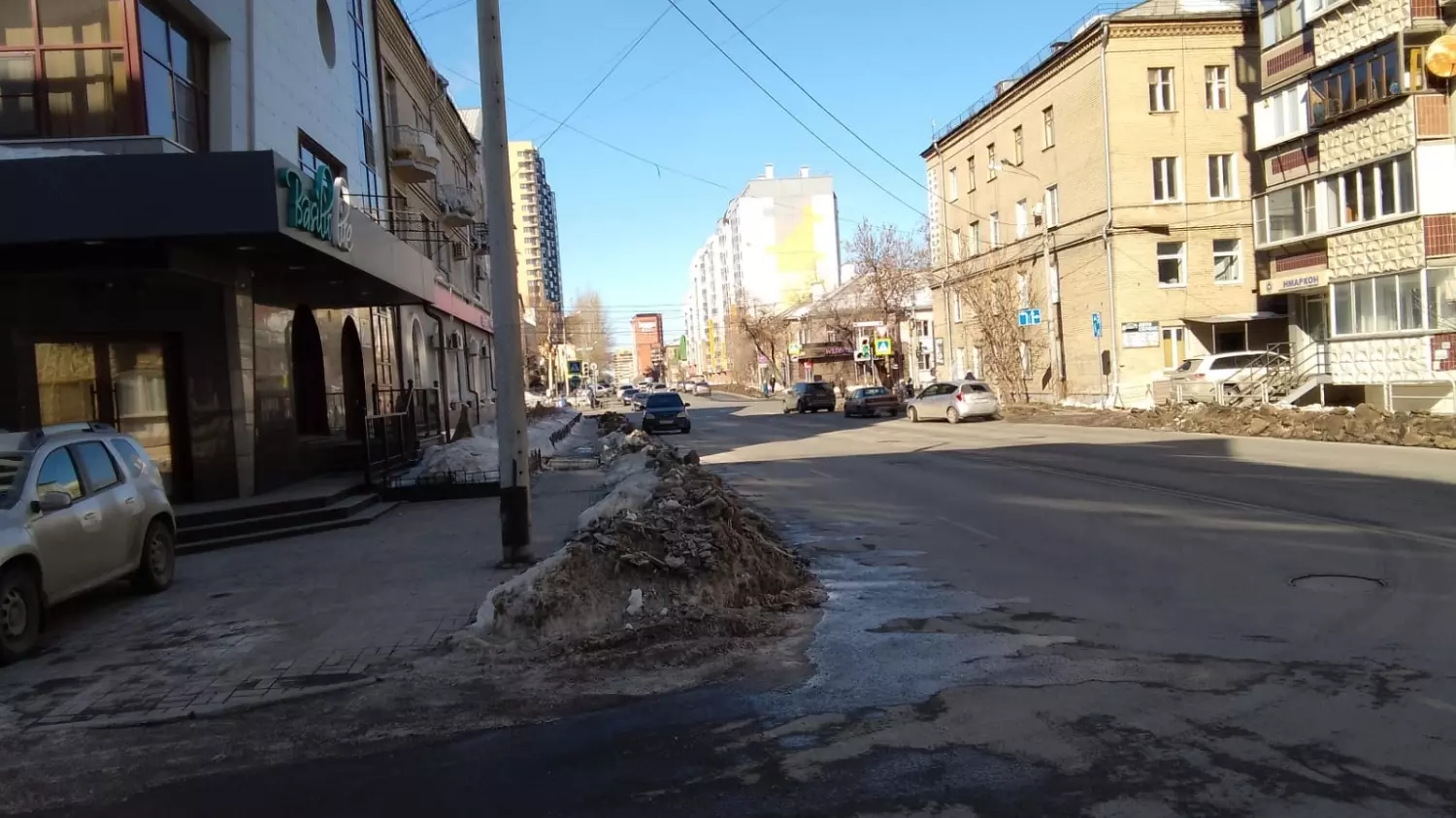 Улица Энтузиастов в Челябинске в начале марта 2024 года