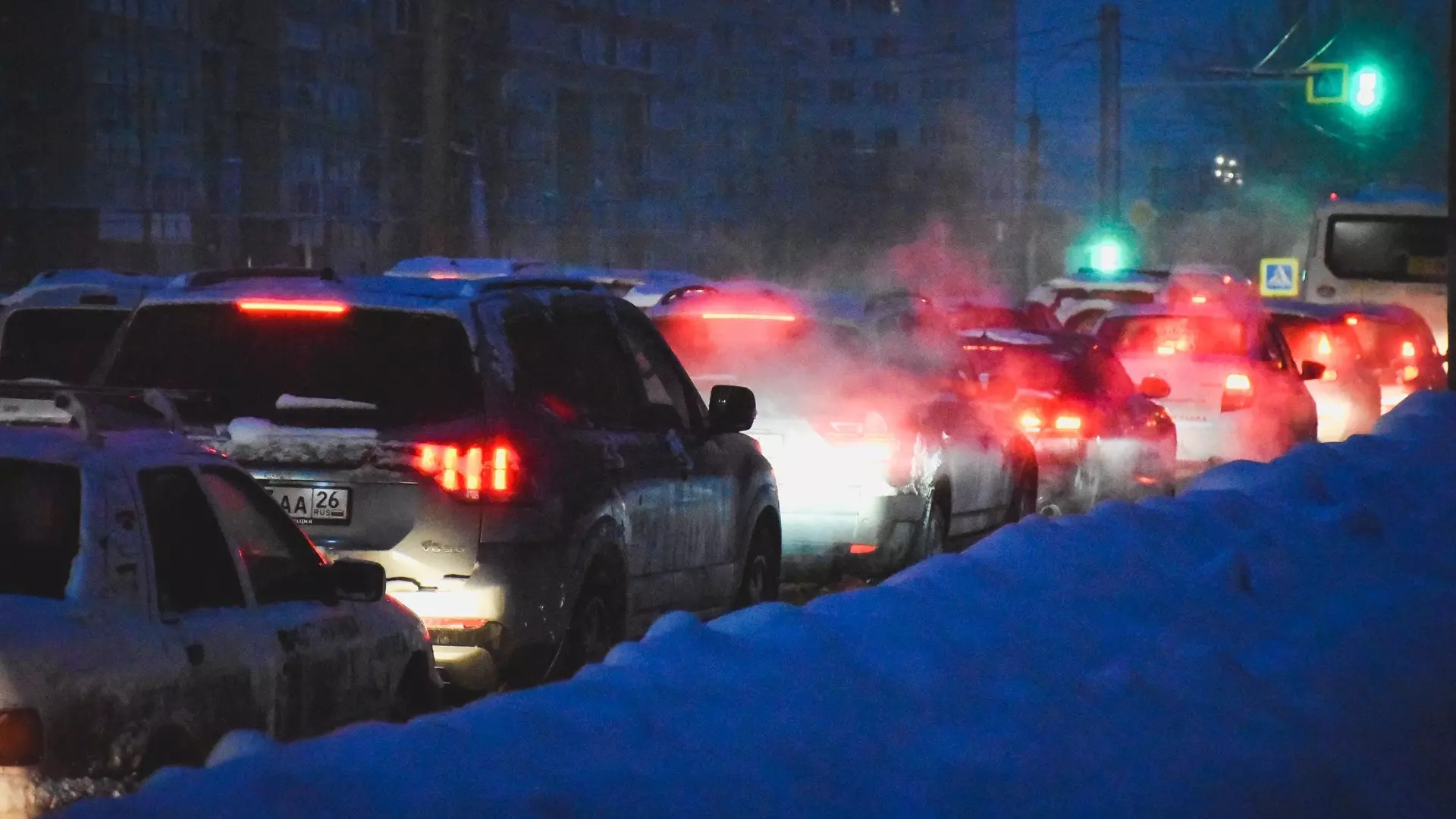 Большие пробки в Челябинске вечером 9 января