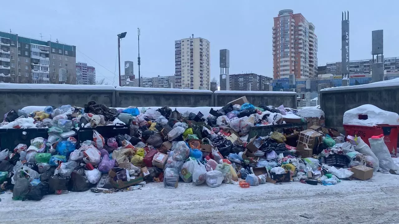 31 декабря 2023 года: завалена мусором одна из контейнерных площадок северо-запада Челябинска