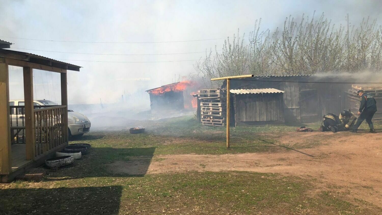 Пожар в поселке Кадровик (Копейск)