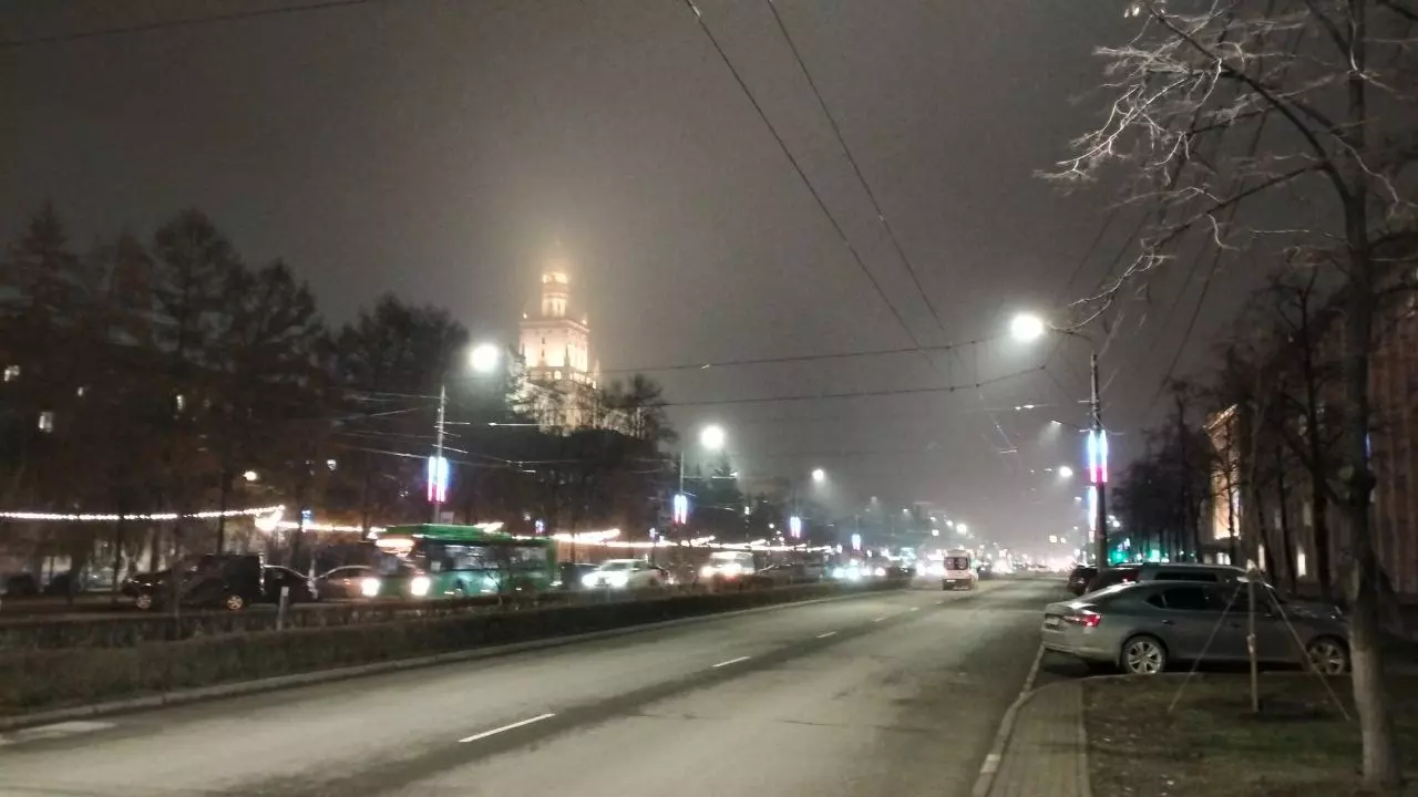 Туман недалеко от соснового бора Челябинска